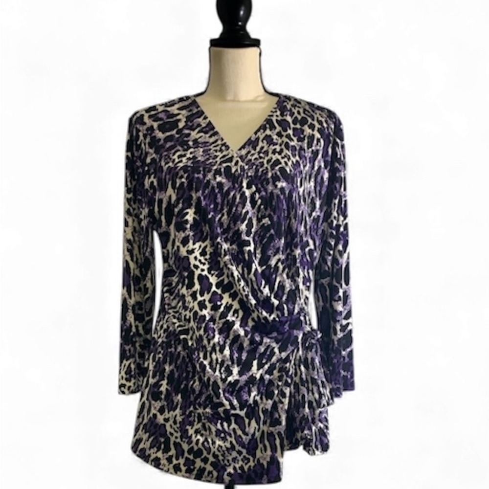 Vintage Jacqueline Smith animal print blouse, large